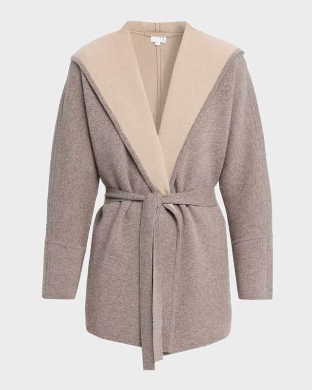 Cashmere Reversible Hooded Cardigan
